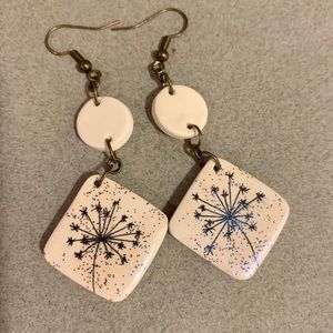 Clay polymer handmade hand painted earrings
